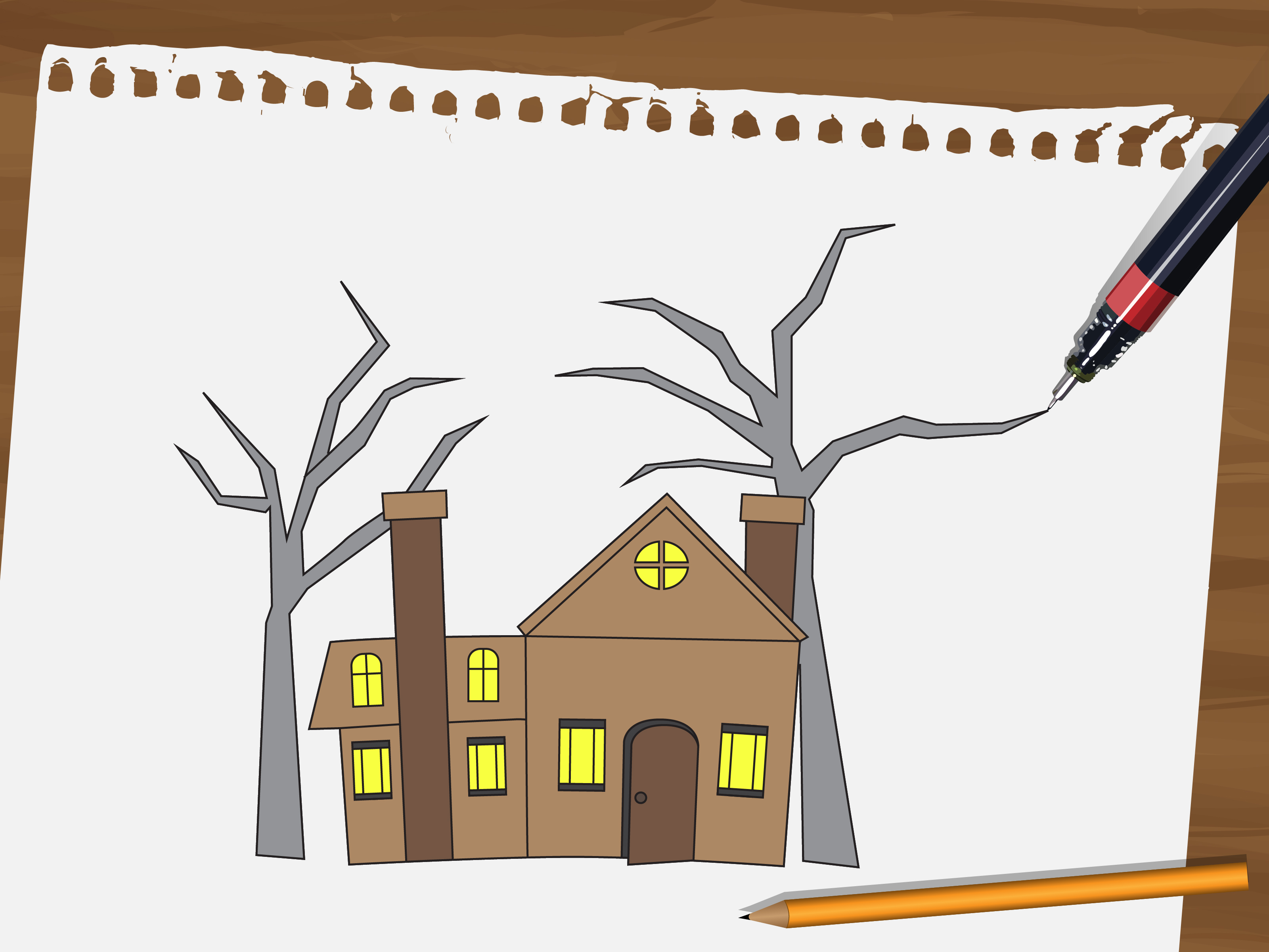 How to Draw a Haunted House: 15 Steps