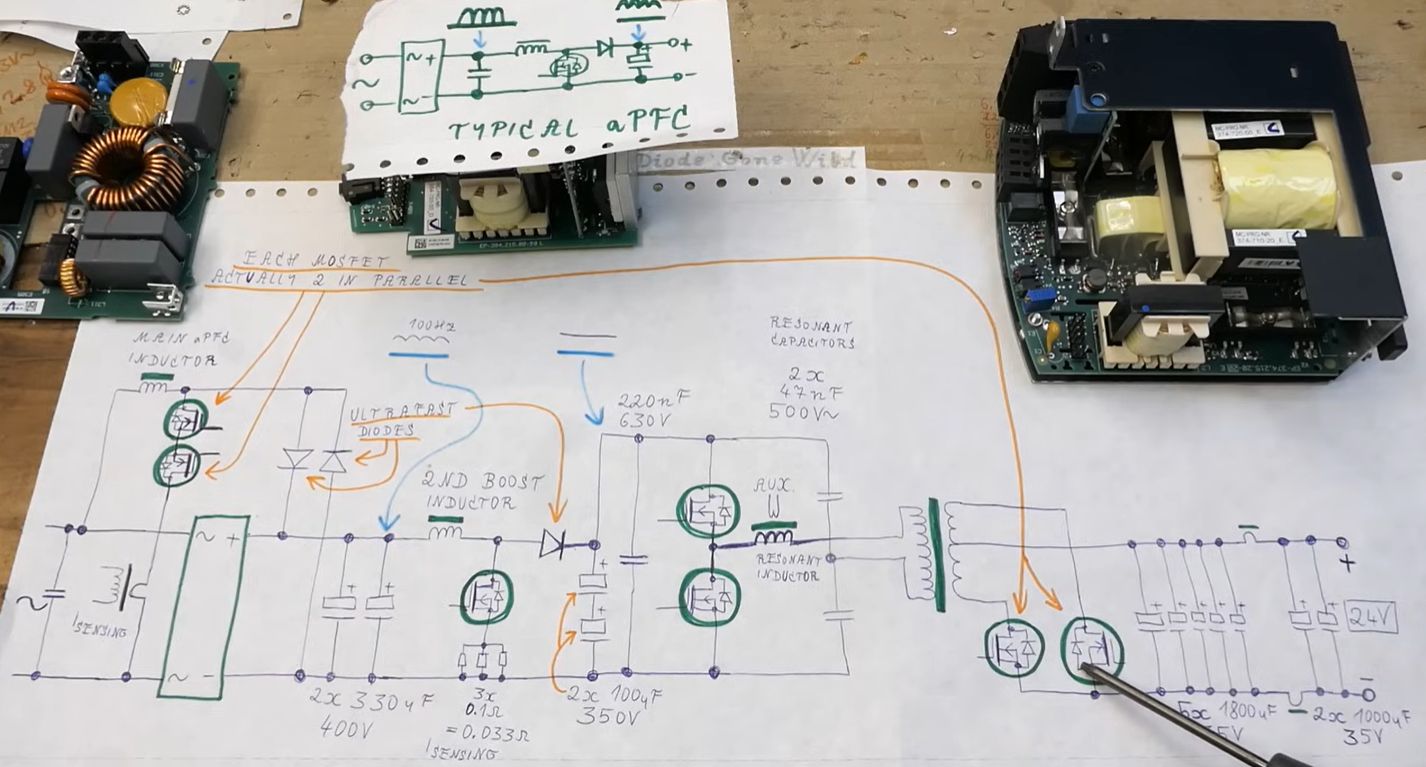 Very Efficient APFC Circuit In Faulty Industrial 960 Watt Power Supply