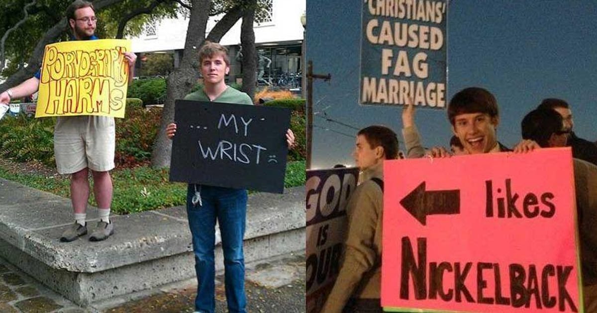 24 People Who Trolled Protesters With Their Own Signs