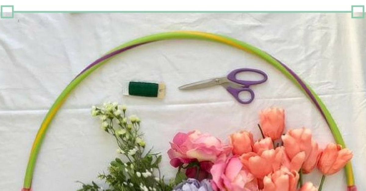 Easy Hula Hoop Spring Wreath DIY For Front Door