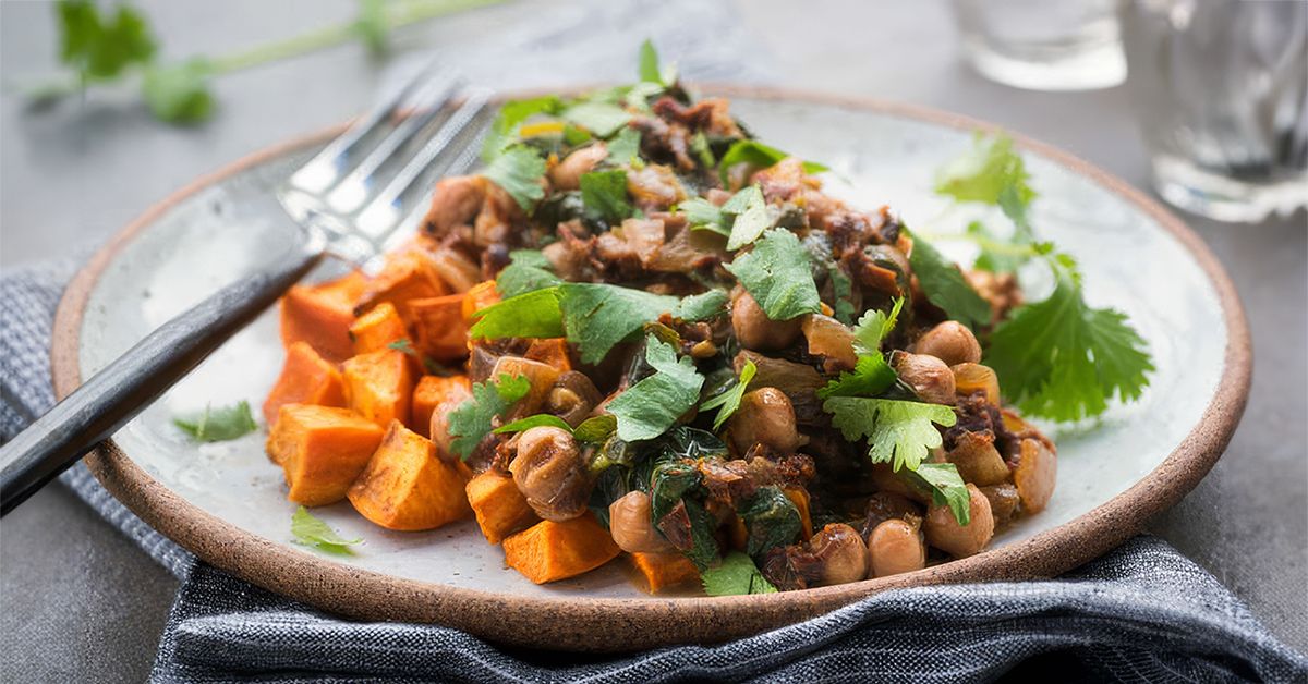 Coconut, Spinach, Chickpeas, and Sweet Potatoes