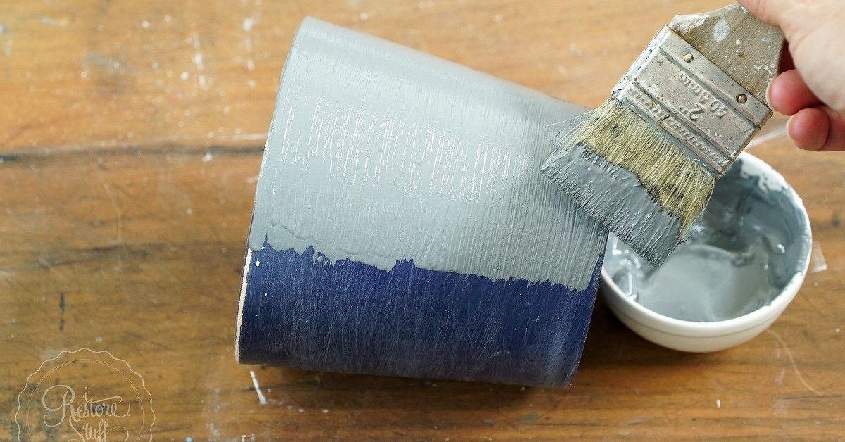 Up-styling a Painted Terracotta Pot Into a Faux Concrete Pot