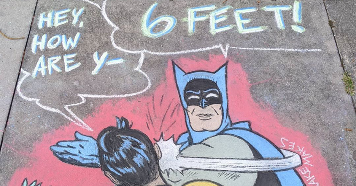 26 Pop Culture And Quarantine-Inspired Sidewalk Chalk Drawings From A Self-Taught Artist